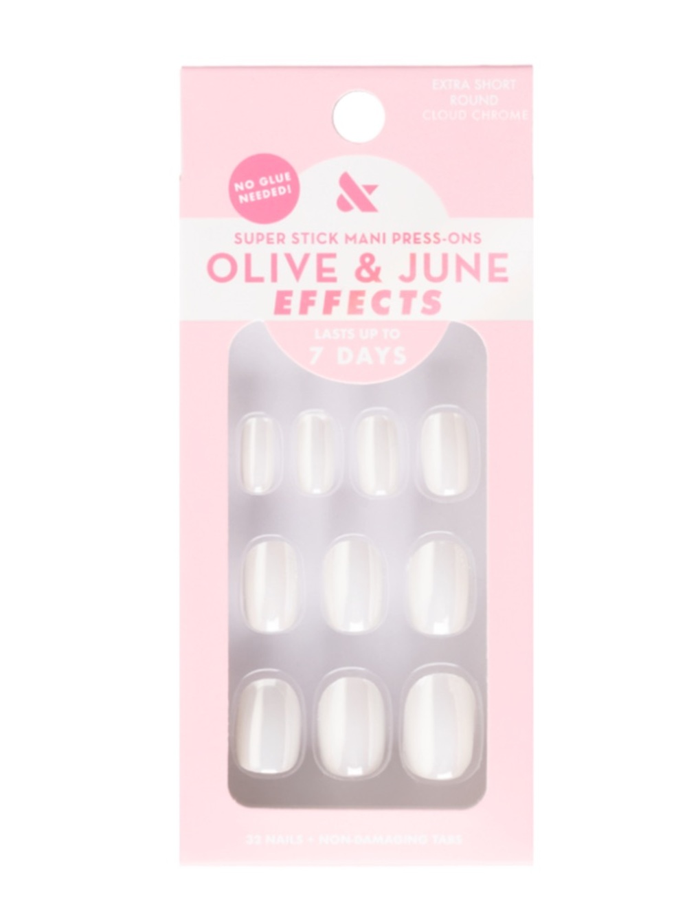 Olive and June Super Stick Mani Press On Nails in Cloud Chrome